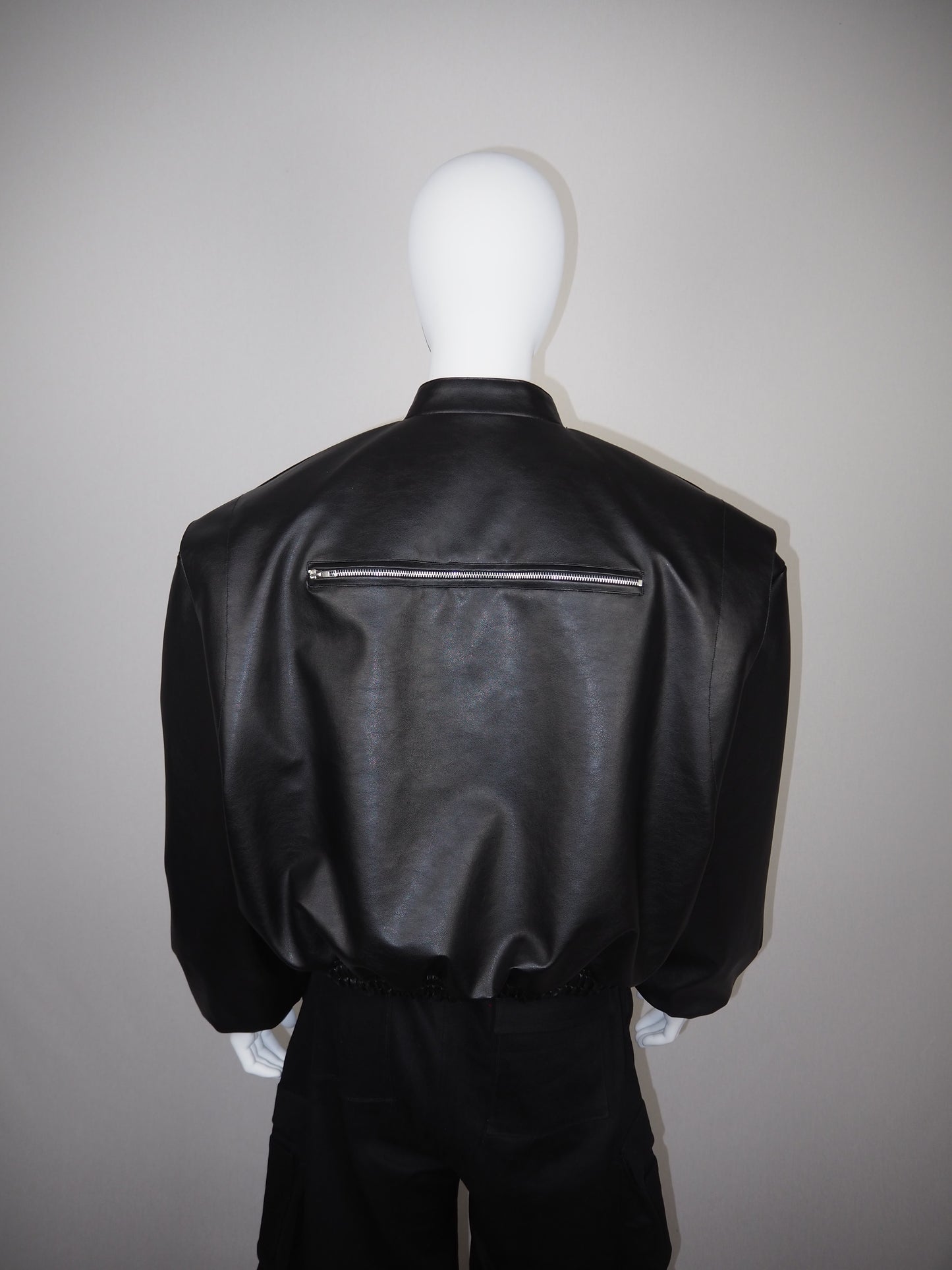 Zip Leather Bomber Jacket